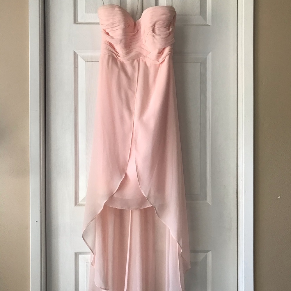 High low strapless chiffon dress